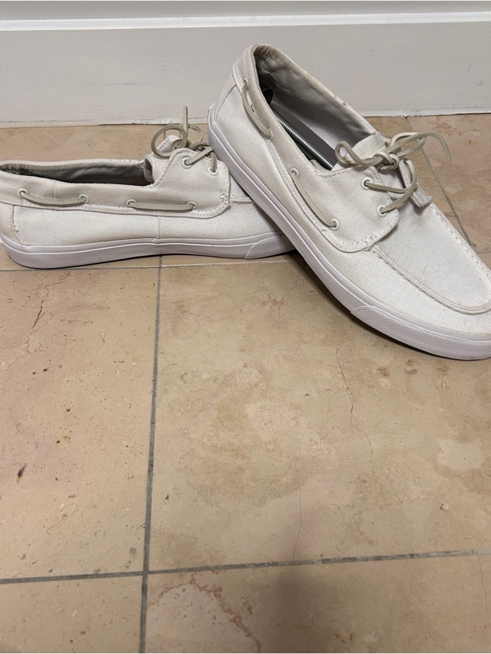 Sperry Men's Size 16 W Canvas Top Sider Casual White Deck shoes Summer Nautical